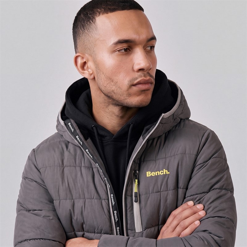 Mens Gaudino Hooded Puffer Jacket Dark Grey - Image 3