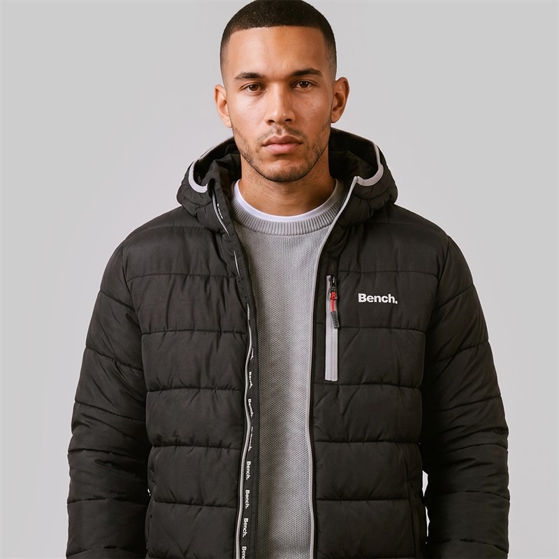Mens Gaudino Hooded Puffer Jacket Black - Image 3