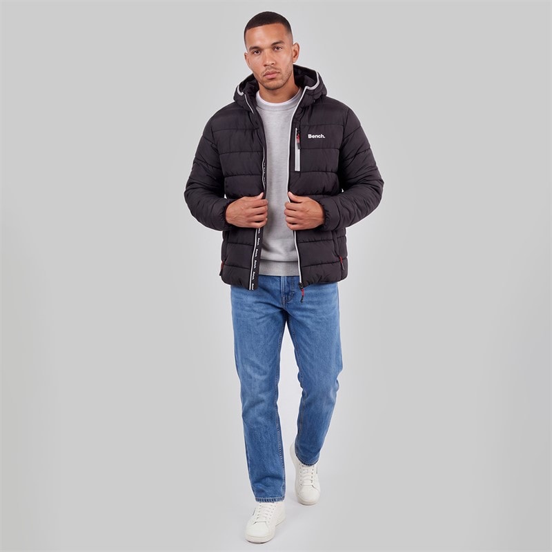 Mens Gaudino Hooded Puffer Jacket Black - Image 4