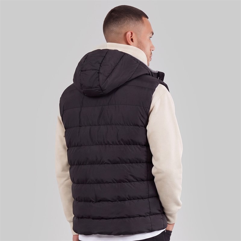 Mens Galban Hooded Puffer Gilet Black - Image 2