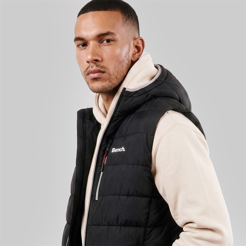 Mens Galban Hooded Puffer Gilet Black - Image 3