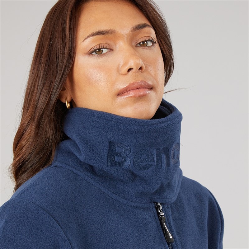 Womens Funnel Microfleece Track Top Navy - Image 3