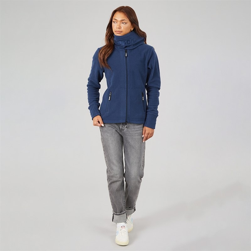 Womens Funnel Microfleece Track Top Navy - Image 4
