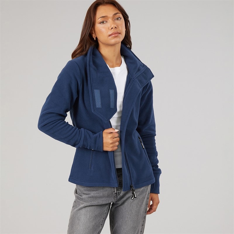 Womens Funnel Microfleece Track Top Navy - Image 5