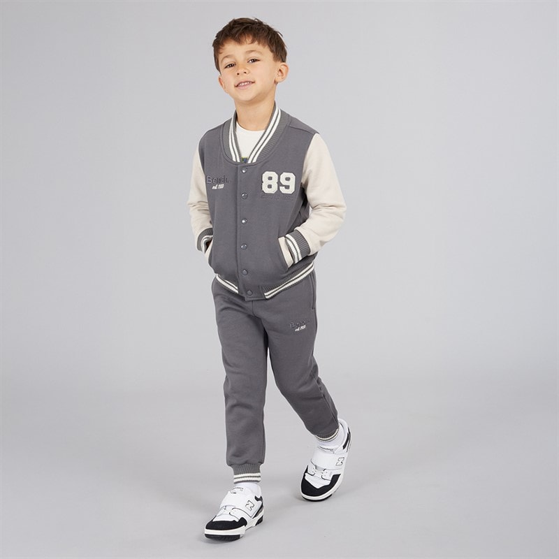 Boys Varsity Jacket And Joggers Set Grey - Image 4