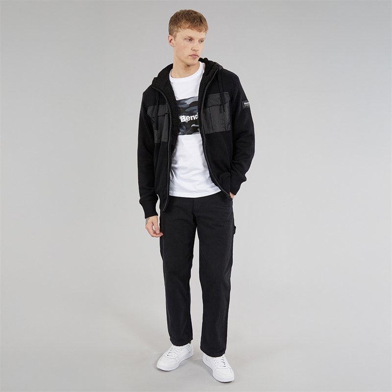 Mens Minski Knitted Hoodie Black - Image 4