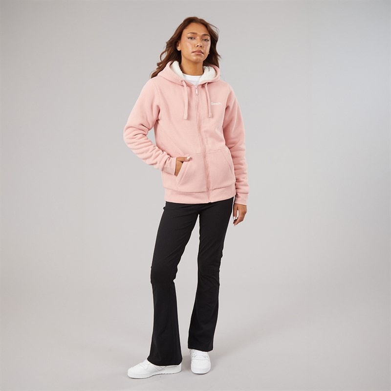 Womens Mintz Teddy Lined Zip Thru Hoodie Blush - Image 4