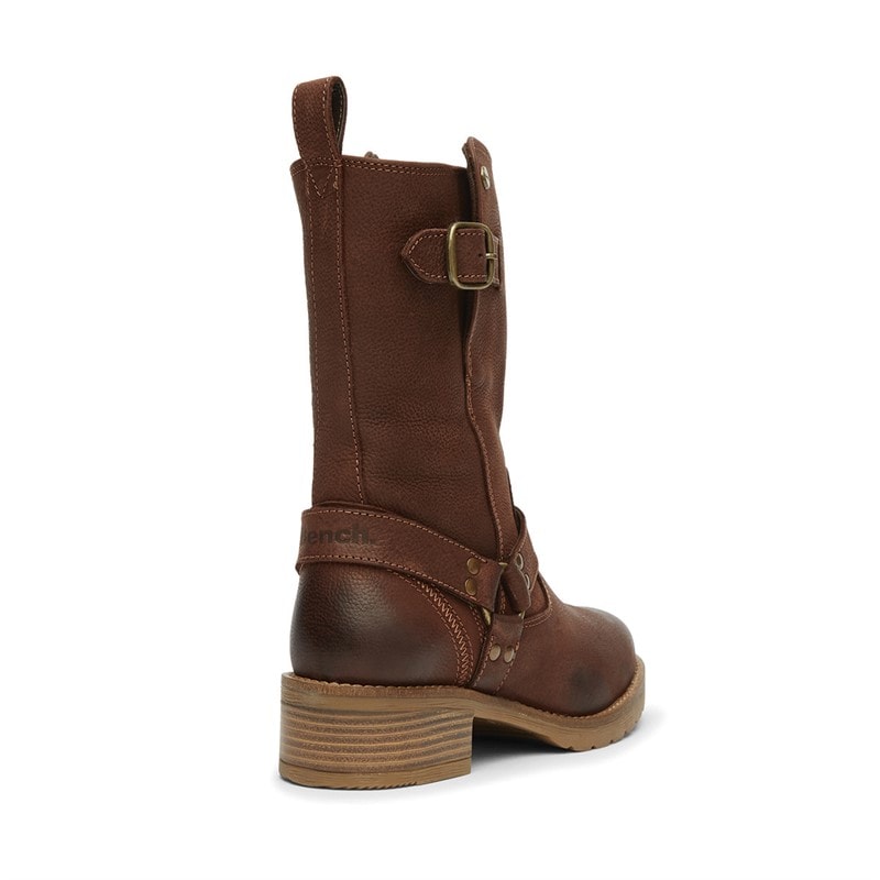 Womens Wardour Buckled Biker Boots Brown - Image 3