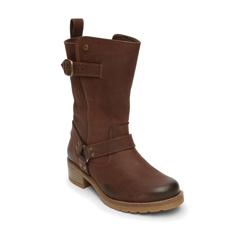 Womens Wardour Buckled Biker Boots Brown - Image 4