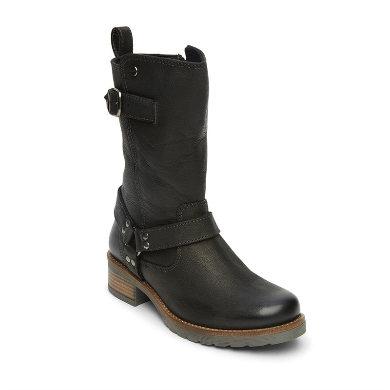 Womens Wardour Buckled Biker Boots Black - Image 4