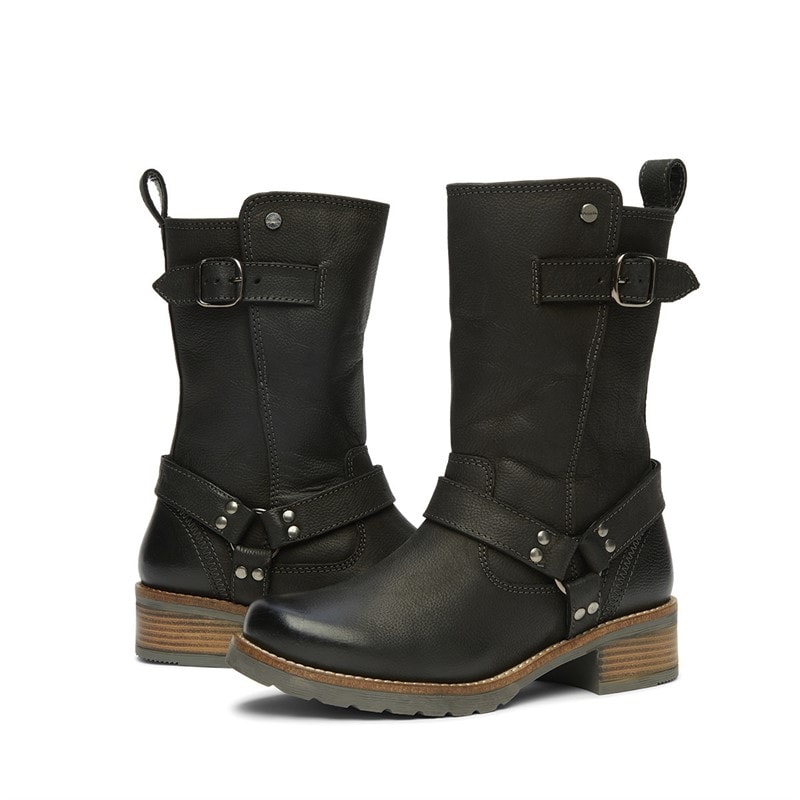 Womens Wardour Buckled Biker Boots Black - Image 5