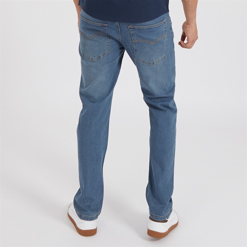 Mens Stuart Straight Fit Jeans Mid Blue Wash - Image 2