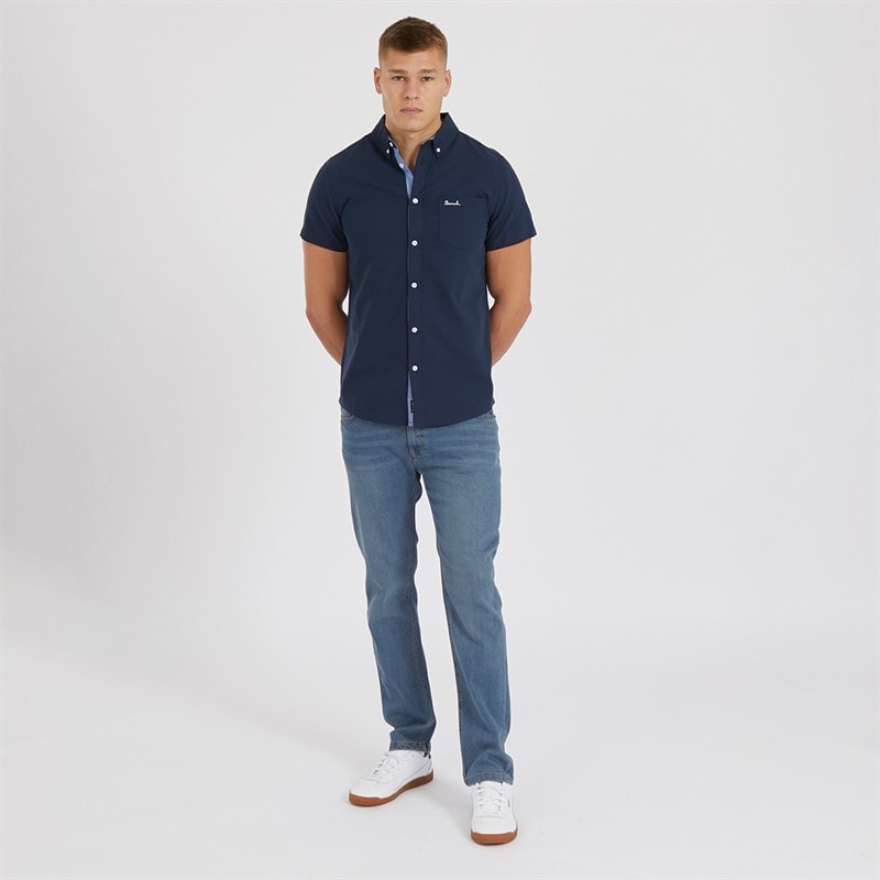 Mens Stuart Straight Fit Jeans Mid Blue Wash - Image 4