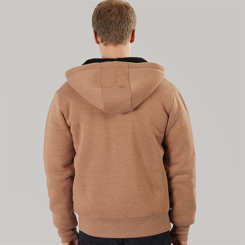 Mens Baraz Borg Lined Hoodie Taupe Marl - Image 2