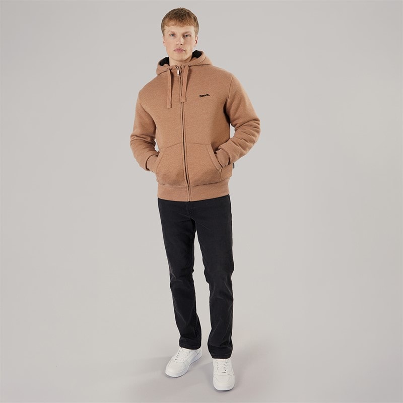 Mens Baraz Borg Lined Hoodie Taupe Marl - Image 4