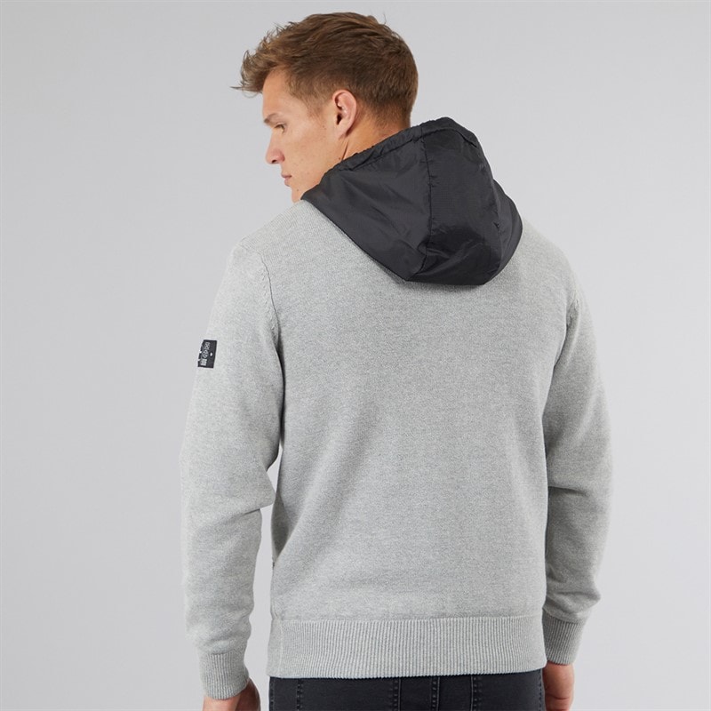 Mens Minski Knitted Hoodie Grey Marl - Image 2