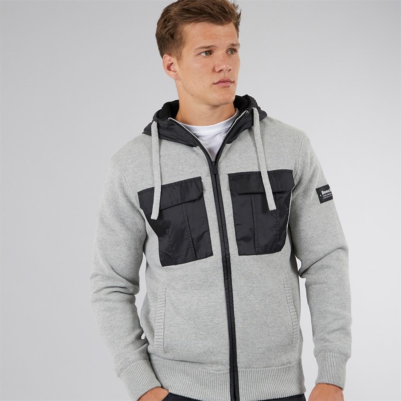 Mens Minski Knitted Hoodie Grey Marl - Image 3