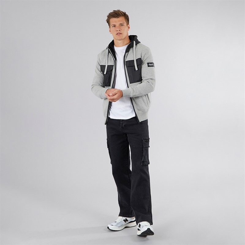 Mens Minski Knitted Hoodie Grey Marl - Image 4