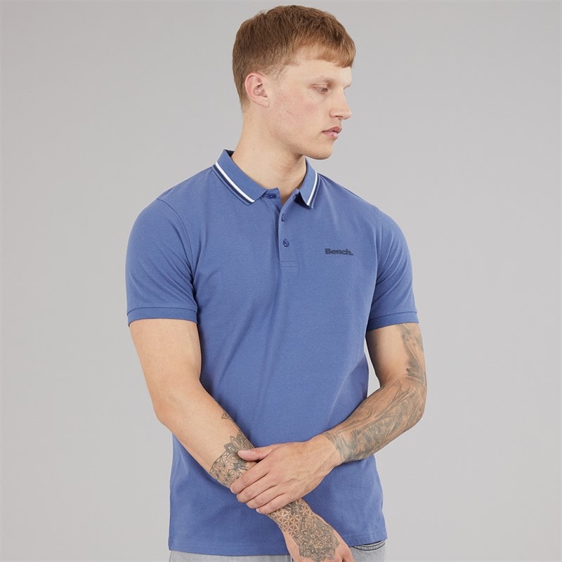 Mens Gruff Polo Shirt Mid Blue - Image 1