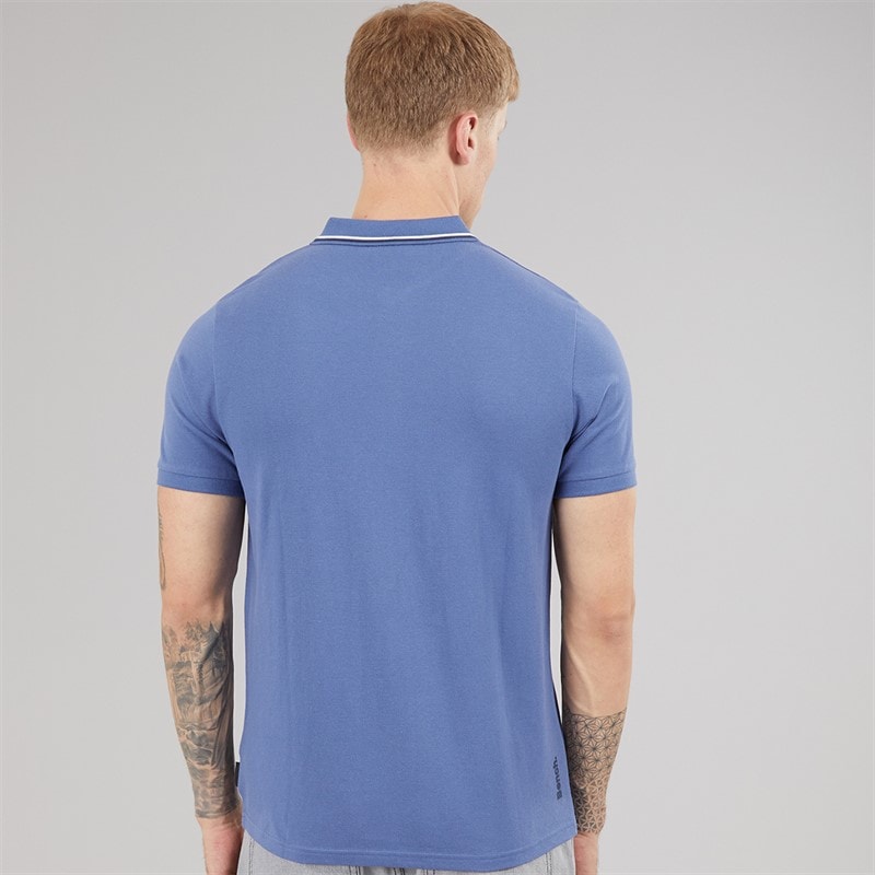 Mens Gruff Polo Shirt Mid Blue - Image 2
