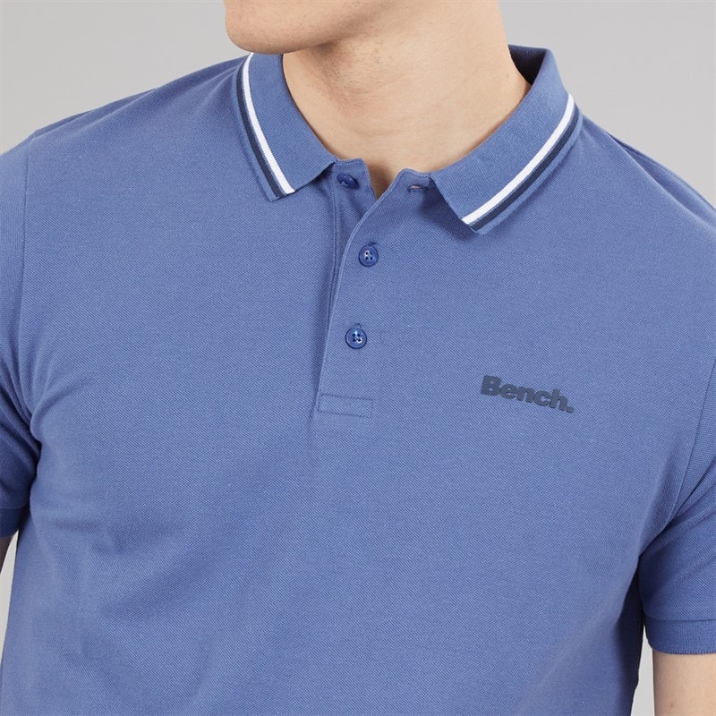 Mens Gruff Polo Shirt Mid Blue - Image 3