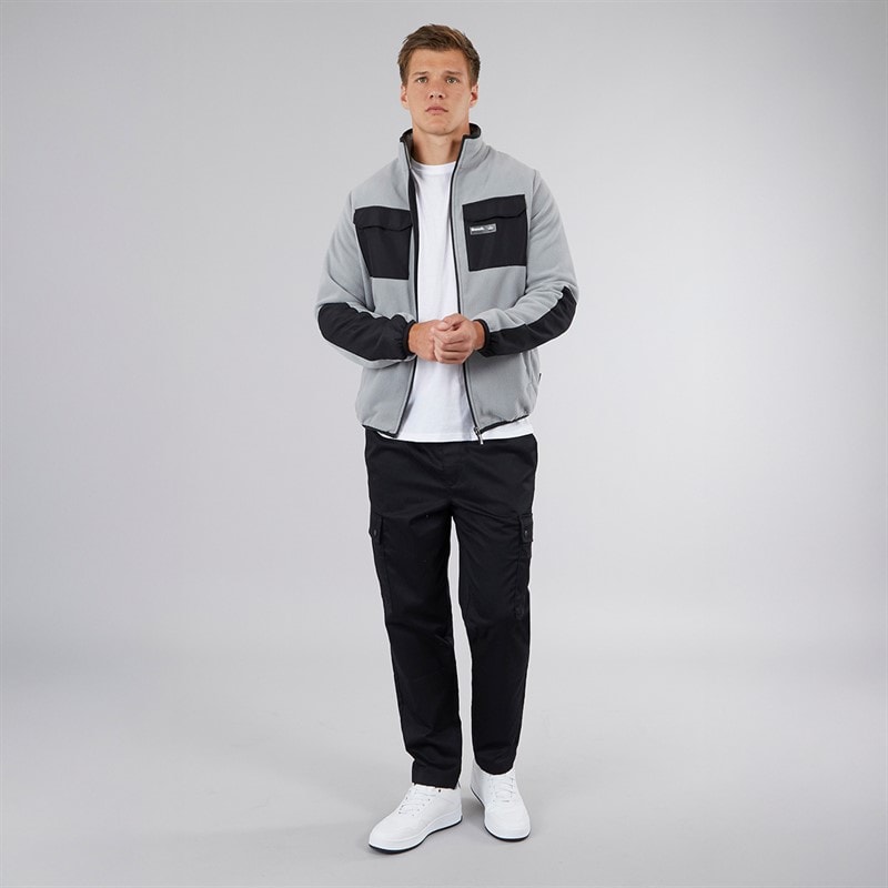 Mens Anders Funnel Neck Fleece Circular Grey - Image 4