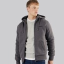 Mens Baraz Borg Lined Hoodie Dark Grey Marl