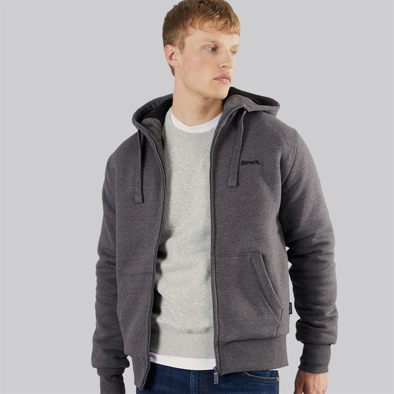 Mens Baraz Borg Lined Hoodie Dark Grey Marl - Image 1