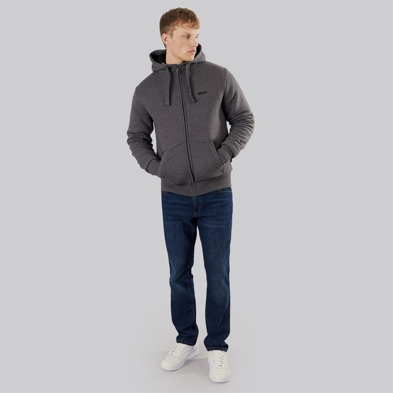 Mens Baraz Borg Lined Hoodie Dark Grey Marl - Image 4