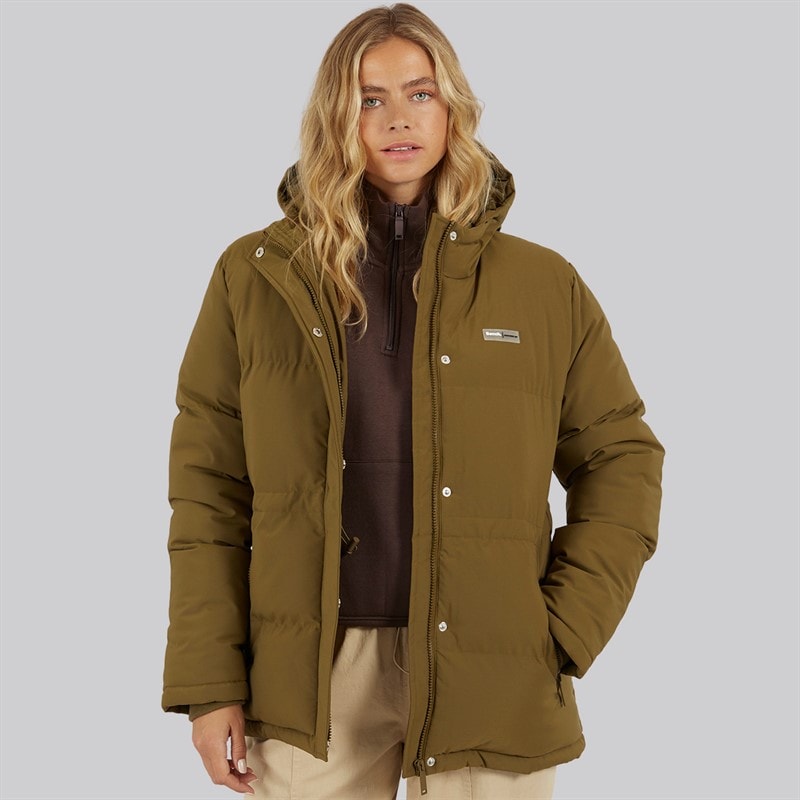 Womens Fina Mid Length Puffer Jacket Dark Olive - Image 1