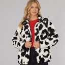 Womens Gorla Borg Fleece Winter White/Black Leopard
