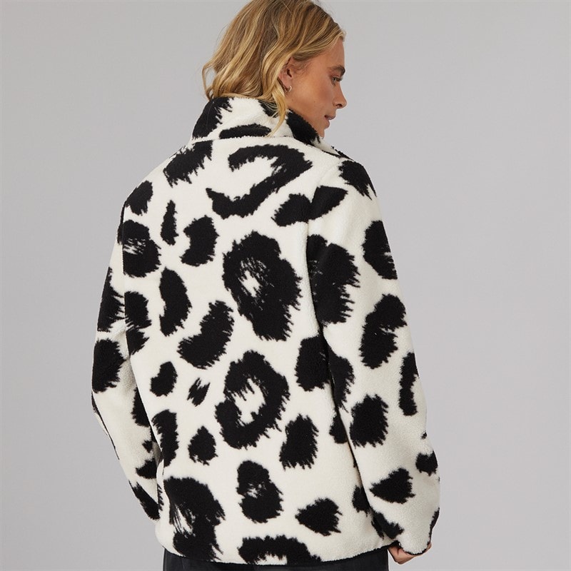 Womens Gorla Borg Fleece Winter White/Black Leopard - Image 2