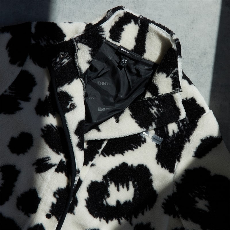 Womens Gorla Borg Fleece Winter White/Black Leopard - Image 3