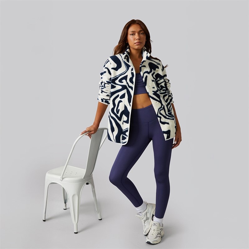 Womens Gorla Borg Fleece Winter White/Navy Swirl - Image 4