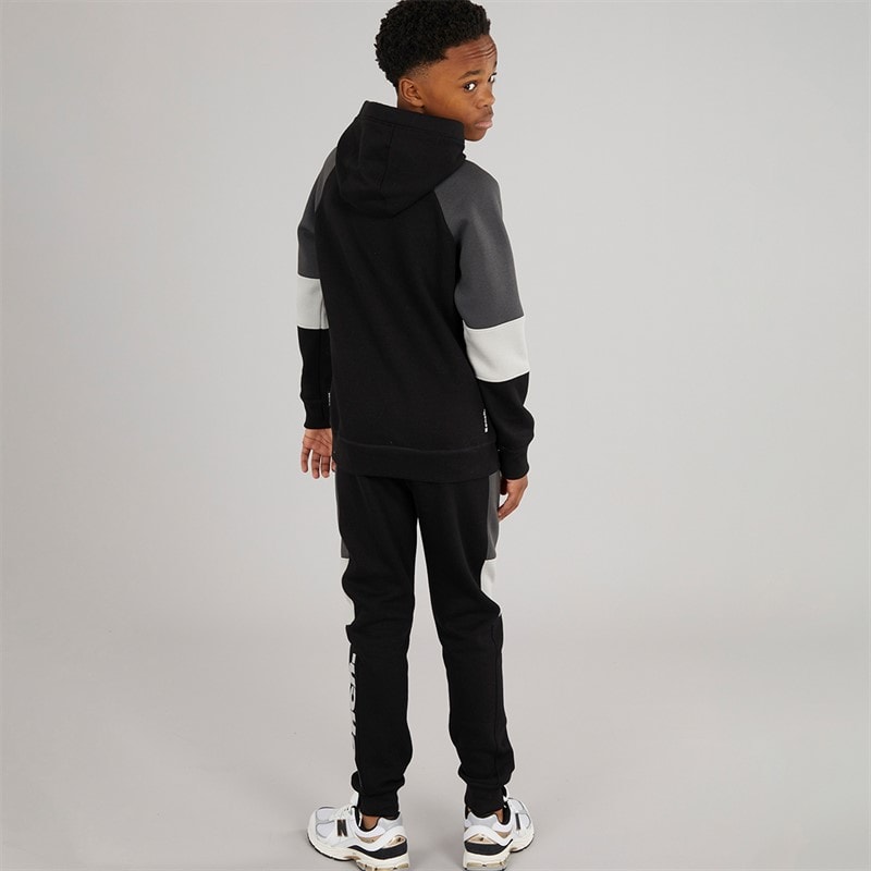 Boys Grenno Hoodie And Joggers Tracksuit Black/Coal/Grey - Image 2