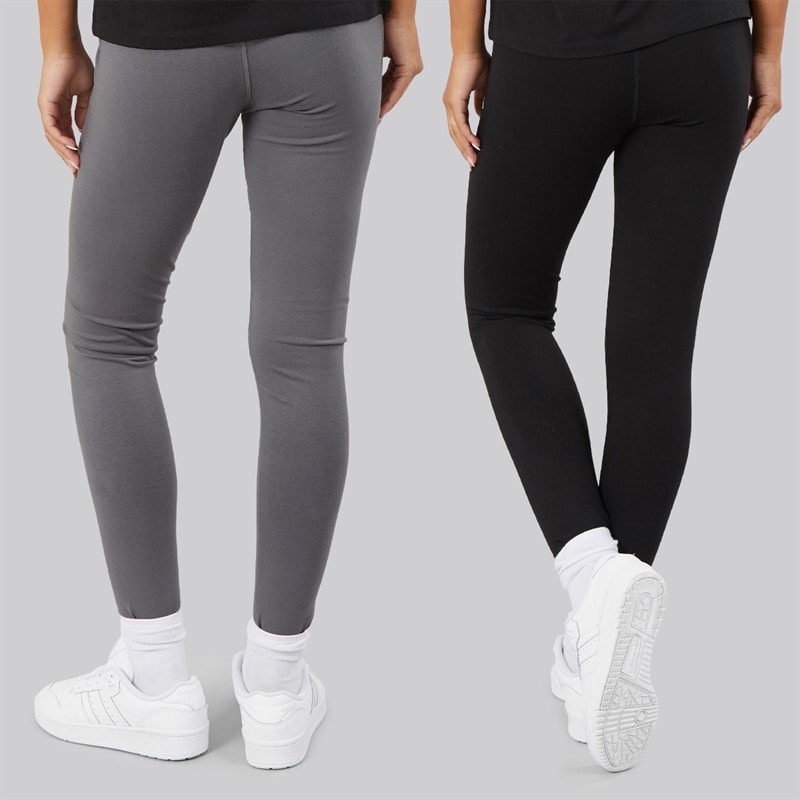 Womens Two Pack Leggings Black/Charcoal - Image 2
