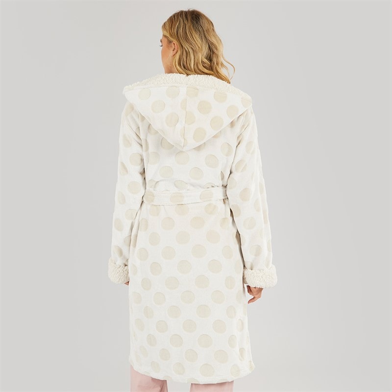 Womens Lindsay Dressing Gown Chalk Polka Dot - Image 2