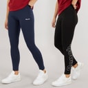 Womens Two Pack Leggings Black/Navy