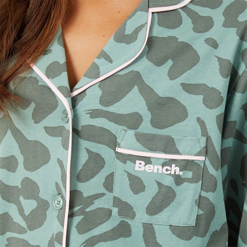 Womens Korda Pyjamas Dark Sage Leopard - Image 3