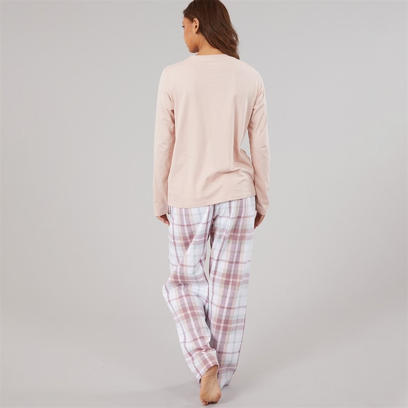 Womens Laril Pyjamas Dusky Pink Taupe Check - Image 2