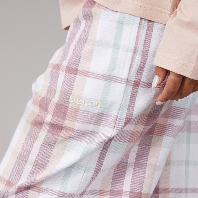 Womens Laril Pyjamas Dusky Pink Taupe Check - Image 3