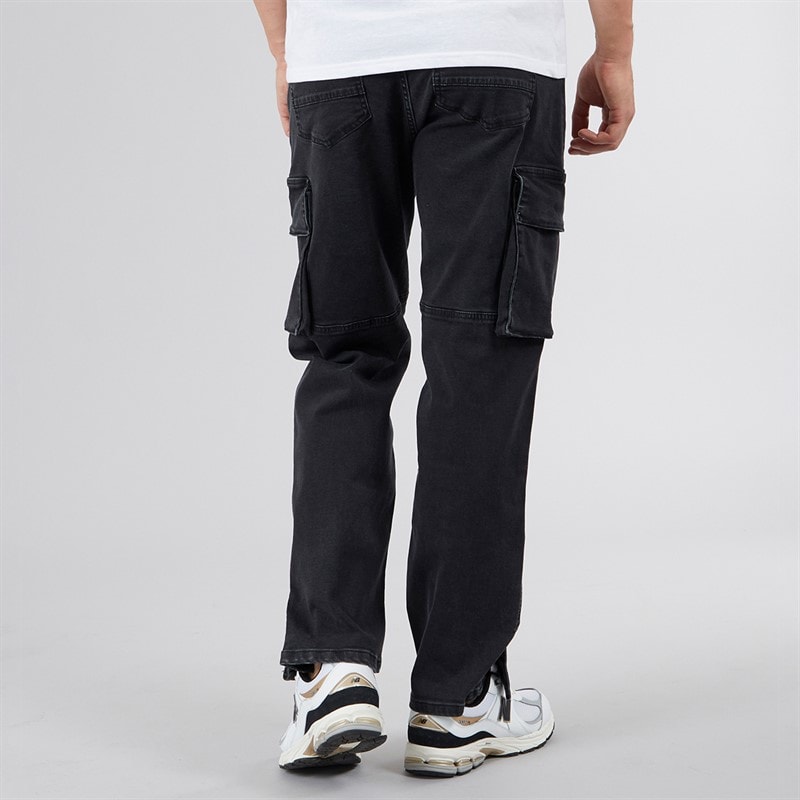 Mens Serian Cargo Jeans Washed Black - Image 2