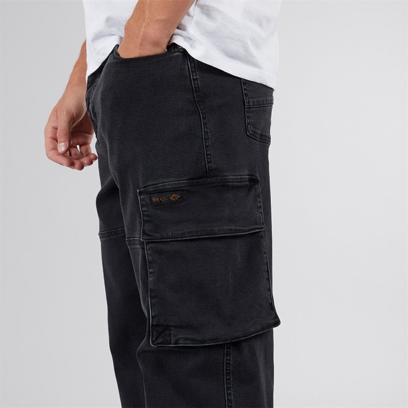 Mens Serian Cargo Jeans Washed Black - Image 3