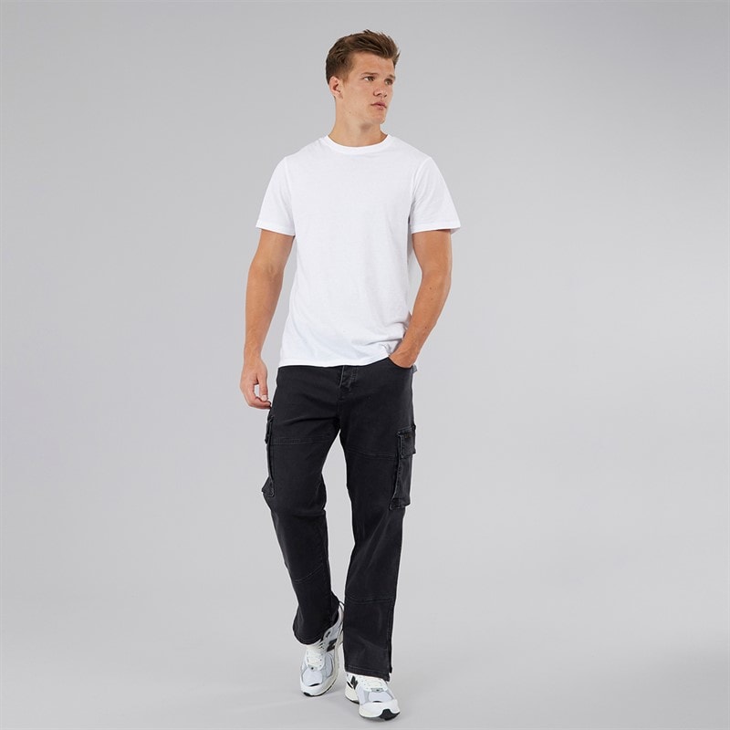 Mens Serian Cargo Jeans Washed Black - Image 4