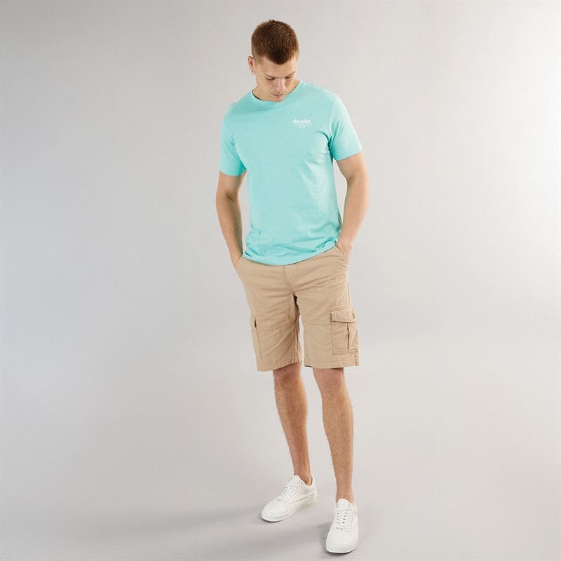 Mens Alatro Cargo Shorts Stone - Image 4