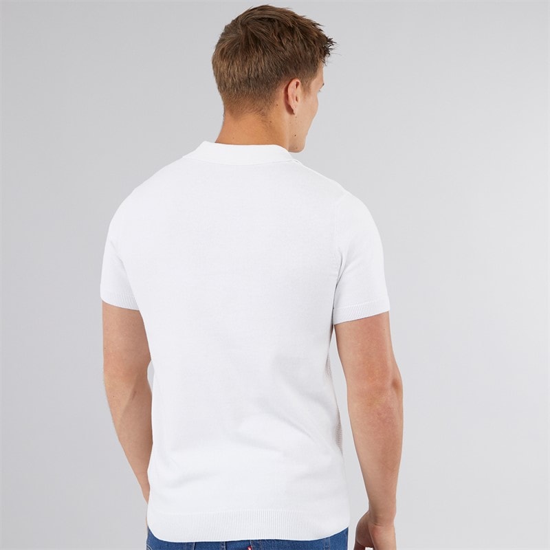 Mens Brescia Knitted Polo Shirt White - Image 2