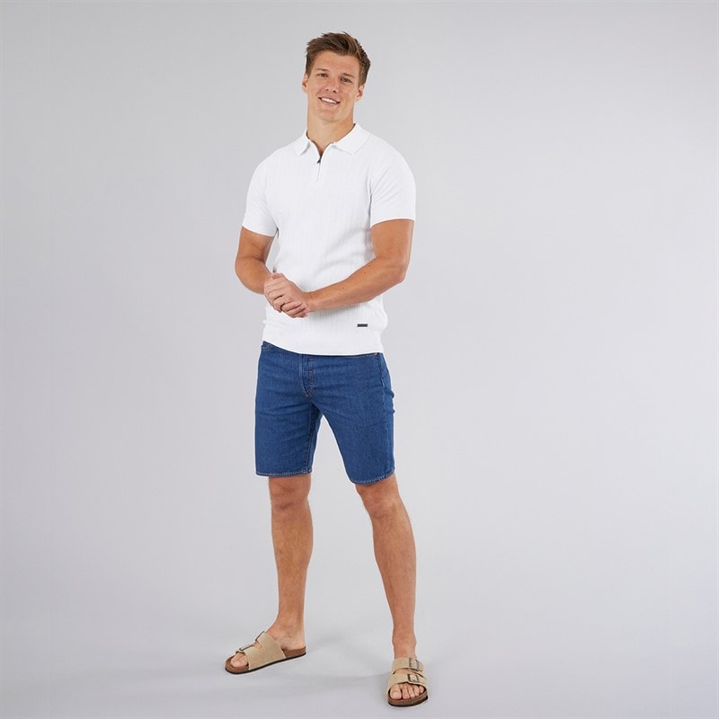 Mens Brescia Knitted Polo Shirt White - Image 4