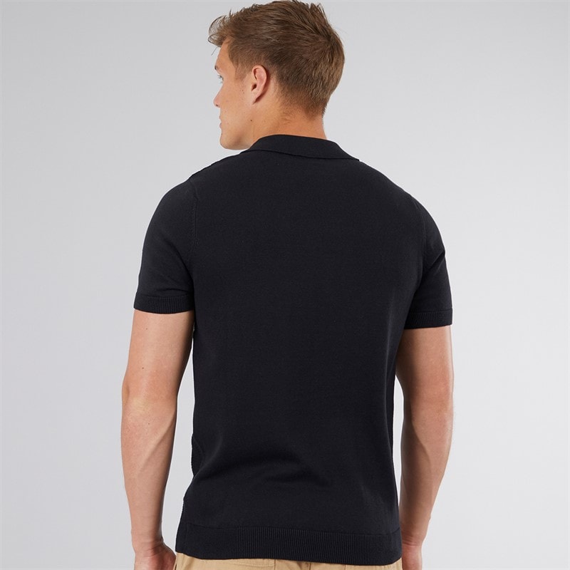 Mens Brescia Knitted Polo Shirt Black - Image 2