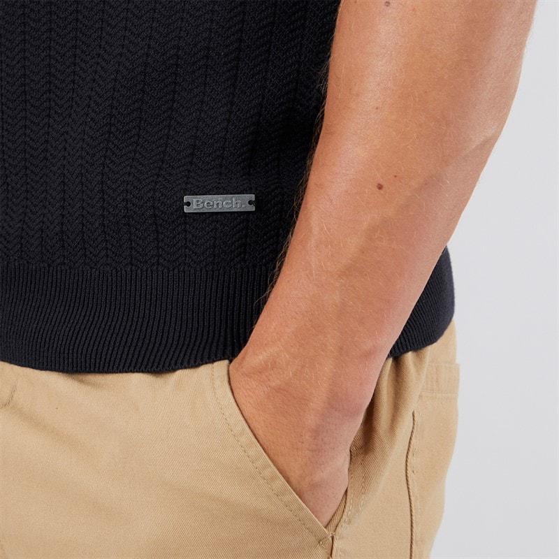 Mens Brescia Knitted Polo Shirt Black - Image 3