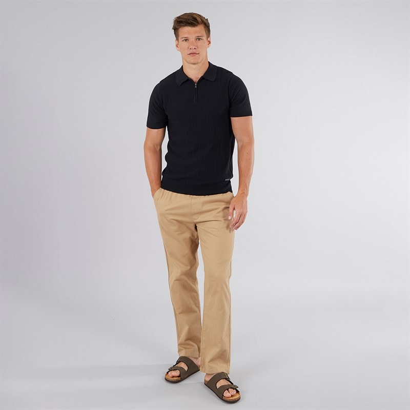 Mens Brescia Knitted Polo Shirt Black - Image 4